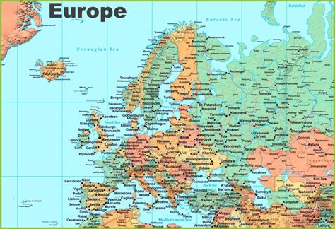 cities of europe map